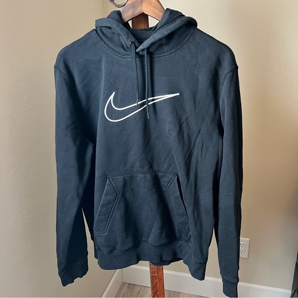 Nike Hoodie Sweatshirt Big Center Logo Swoosh Embroidered Headphone Port Large